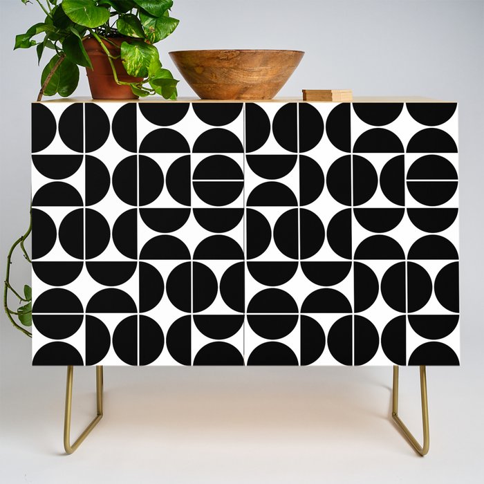 Mid Century Modern Geometric 04 Black Credenza