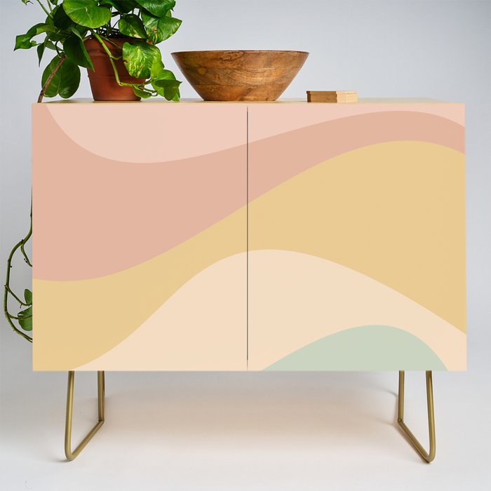 Abstract Color Waves - Neutral Pastel Credenza