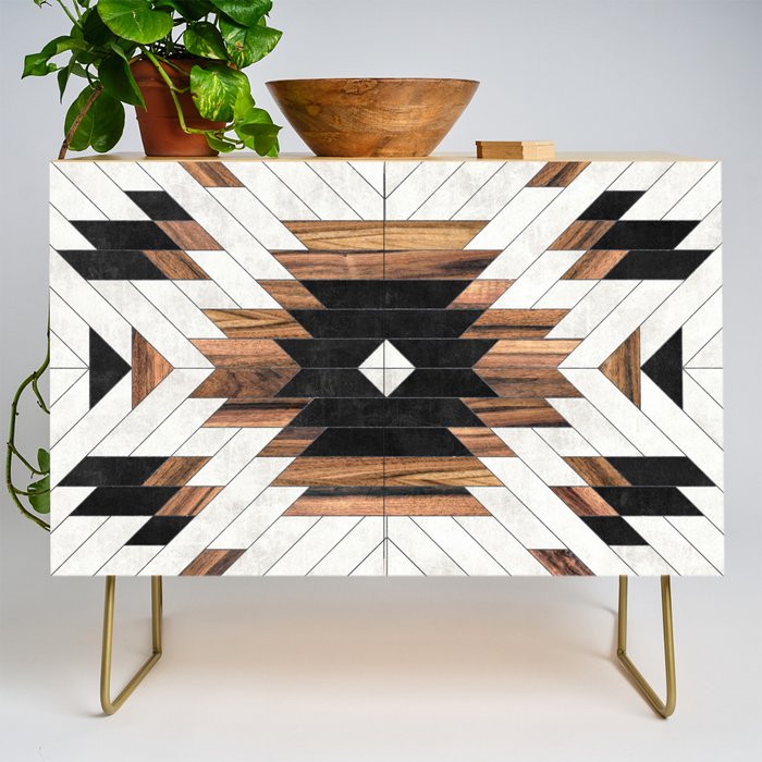 Urban Tribal Pattern No.5 - Aztec - Concrete And Wood Credenza