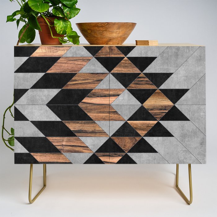 Urban Tribal Pattern No.10 - Aztec - Concrete And Wood Credenza