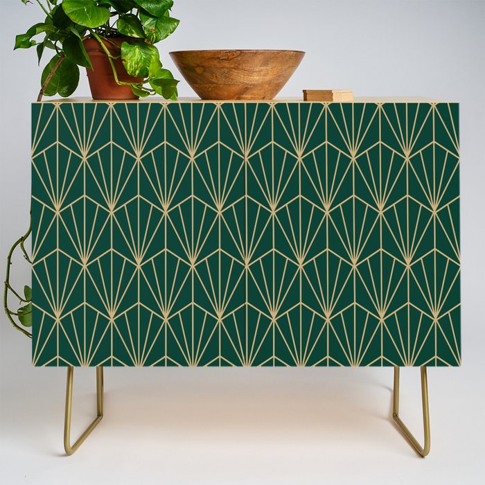 Art Deco Vector In Green And Gold Credenza