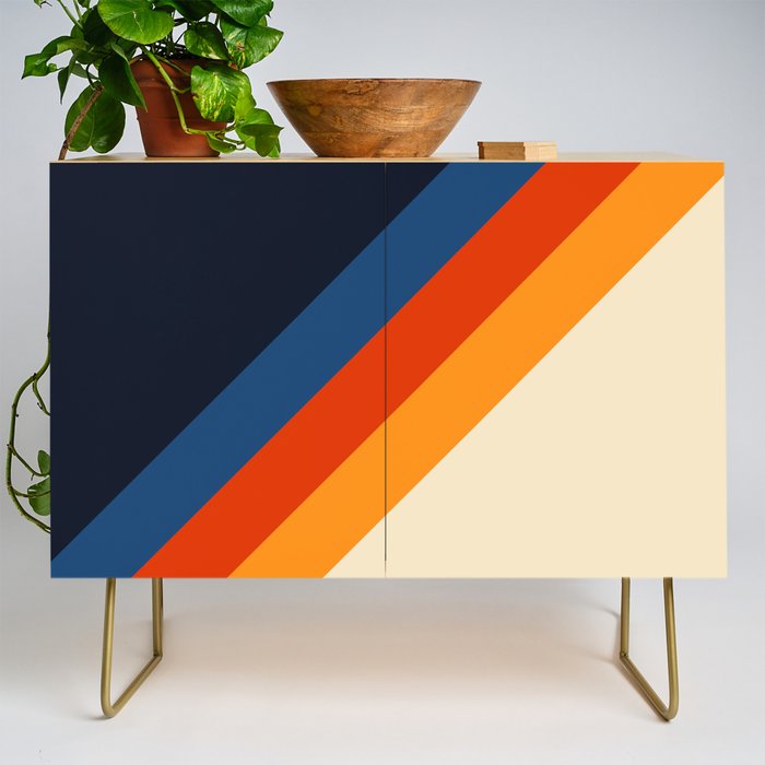 Colorful Classic Retro 70s Vintage Style Stripes - Padona Credenza