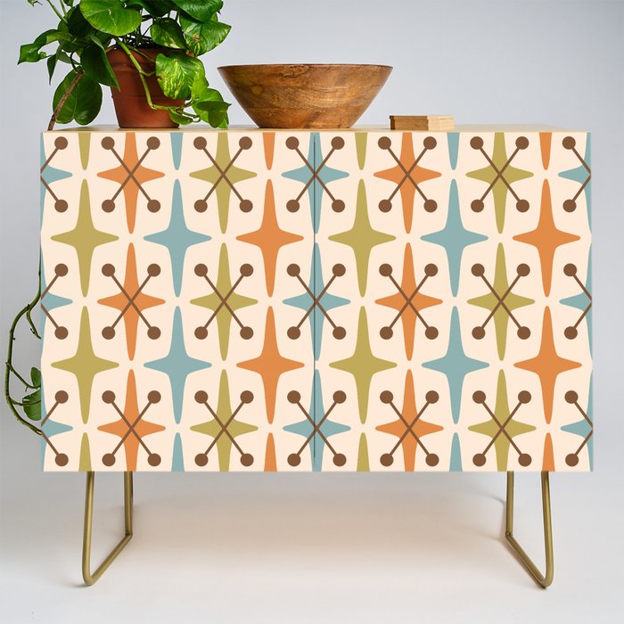 Mid Century Modern Googie Star Pattern Mid Mod Credenza
