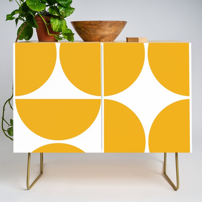 Mid Century Modern Yellow Square Credenza