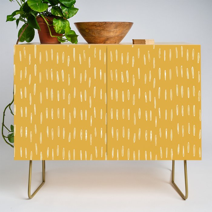 Raindrop Abstract Boho Pattern, Yellow Credenza