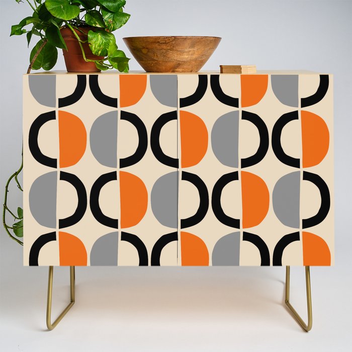 Mid Century Decor 548 Beige Black Gray And Orange Credenza