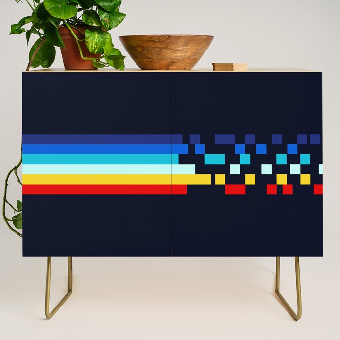 Classic 80s Video Game Retro Stripes Pixel Drops - Ayakazu Credenza