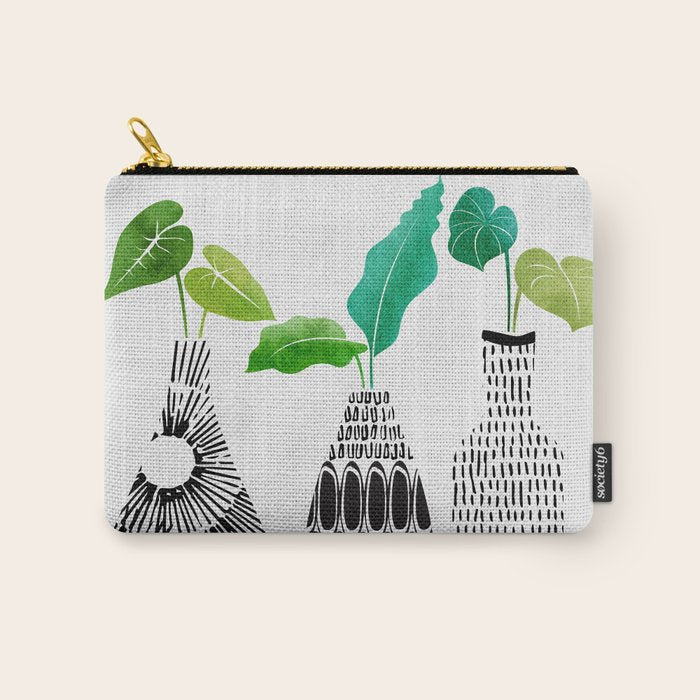 Plants In Black And White Vases Carry All Pouch