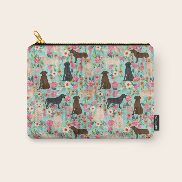 Labrador Retriever Dog Breed Floral Pattern For Dog Lover Chocolate Lab Golden Retriever Labradors Carry All Pouch