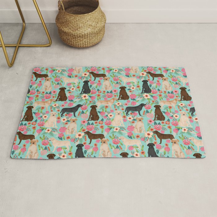 Labrador Retriever Dog Breed Floral Pattern For Dog Lover Chocolate Lab Golden Retriever Labradors Rug