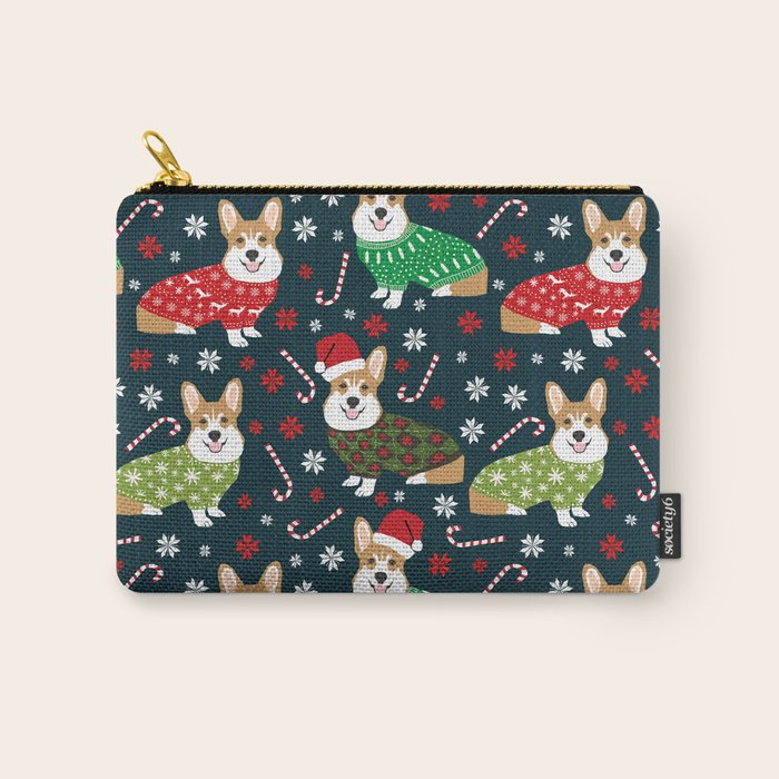 Corgi Christmas Sweater Ugly Sweater Party With Welsh Corgis Dog Lovers Dream Christmas Carry All Pouch