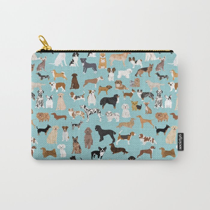 Dogs Pattern Print Must Have Gifts For Dog Person Mint Dog Breeds Carry All Pouch