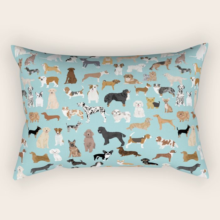 Dogs Pattern Print Must Have Gifts For Dog Person Mint Dog Breeds Rectangular Pillow