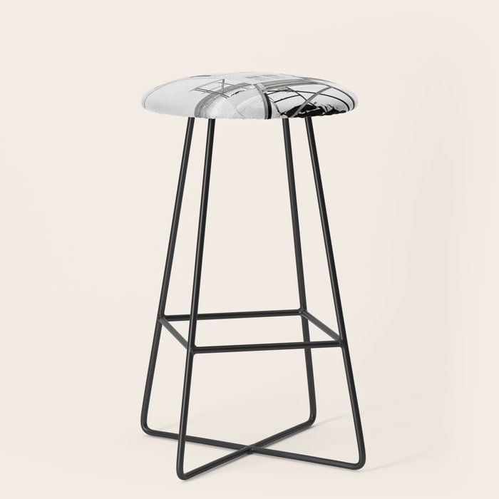 Black And White Beach Photography, Grey Lifeguard Stand, Gray Coastal Nautical Art Stool