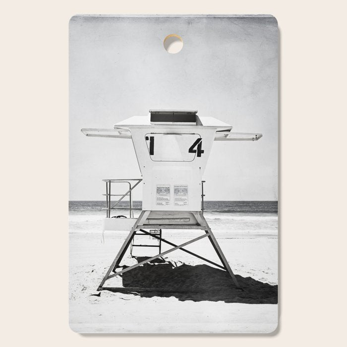 Black And White Beach Photography, Grey Lifeguard Stand, Gray Coastal Nautical Art Cutting Board