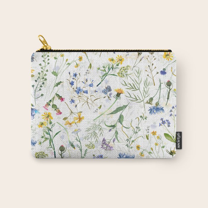 Scandinavian Midsummer Blue And Yellow Wildflowers Meadow  Carry All Pouch