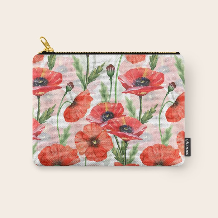Summer Botanical Poppies Field Carry All Pouch