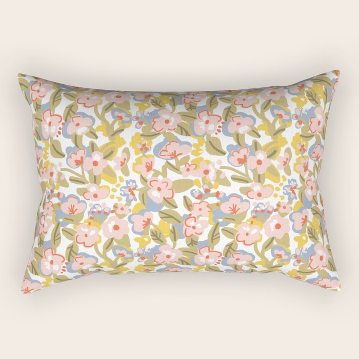 Colorful Flower Pattern Rectangular Pillow