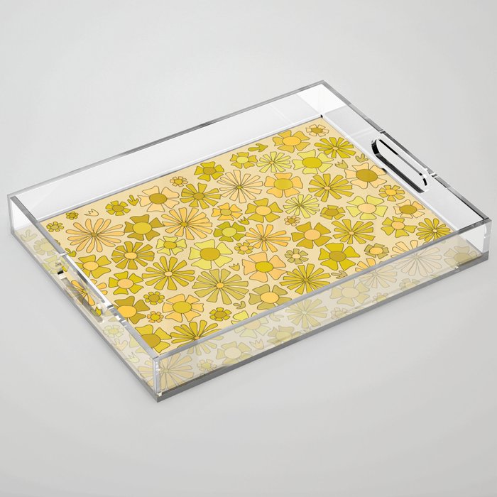 Flower Power // Retro Flower Pattern By Surfy Birdy Acrylic Tray