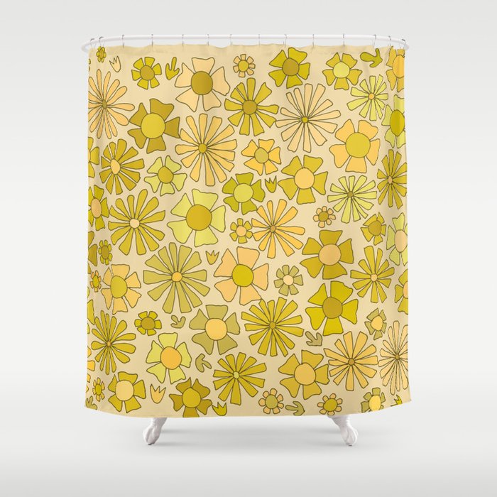 Flower Power // Retro Flower Pattern By Surfy Birdy Shower Curtain