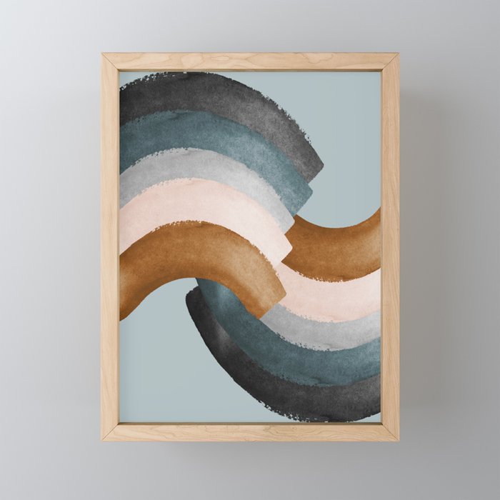 Brushstroke Rainbows - Teal Mini Art Print