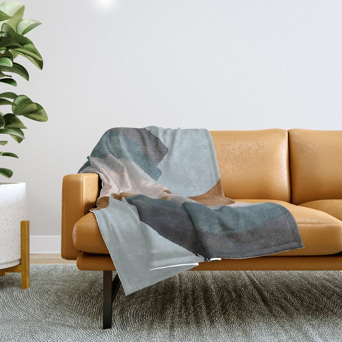 Brushstroke Rainbows - Teal Throw Blanket