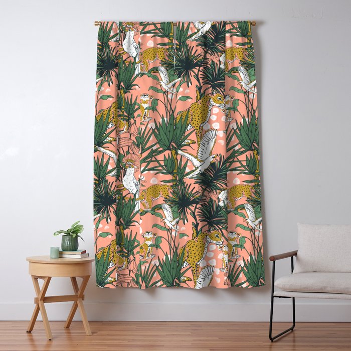Animals In The Rainforest I Window Curtain