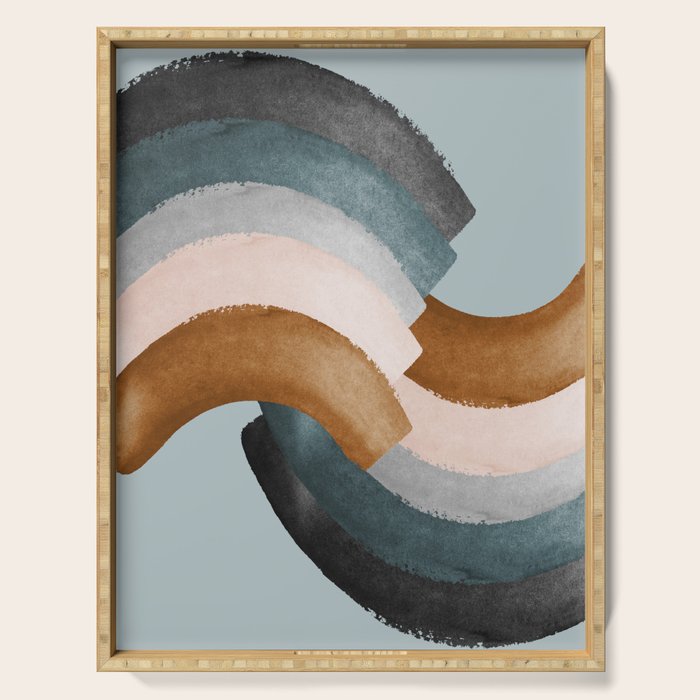 Brushstroke Rainbows - Teal Serving Tray