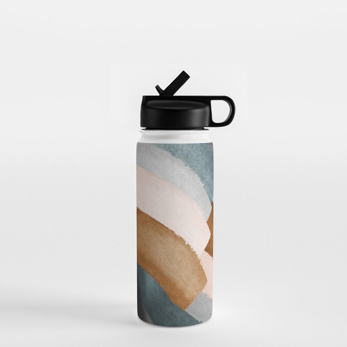 Brushstroke Rainbows - Teal Water Bottle