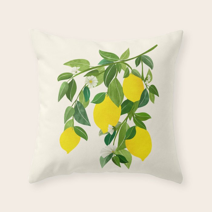Summer Lemons / Tropical Fruit Series Throw Pillow