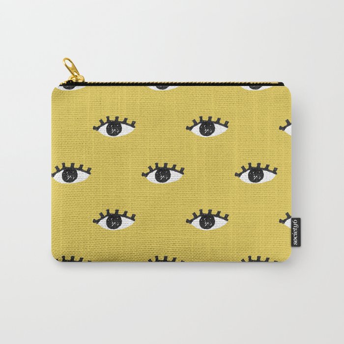 Inky Textured Eye Pattern - Olive Oil Carry All Pouch