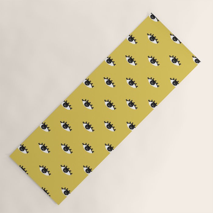 Inky Textured Eye Pattern - Olive Oil Yoga Mat