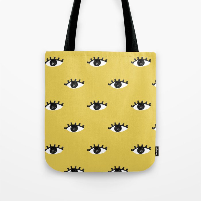 Inky Textured Eye Pattern - Olive Oil Tote Bag