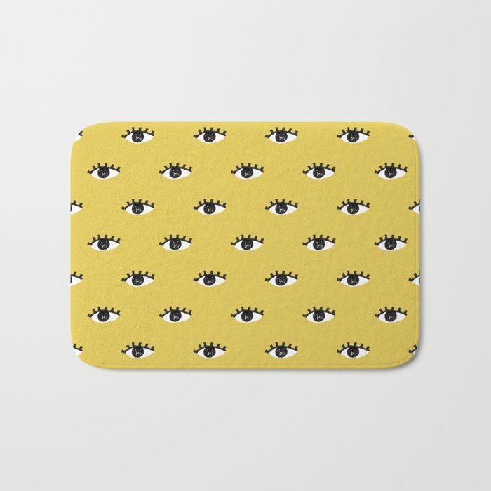 Inky Textured Eye Pattern - Olive Oil Bath Mat