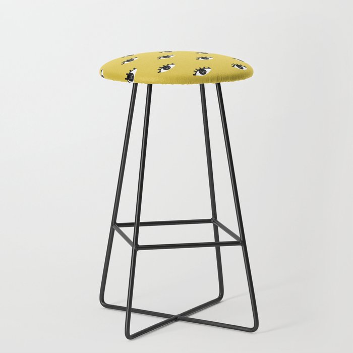 Inky Textured Eye Pattern - Olive Oil Stool