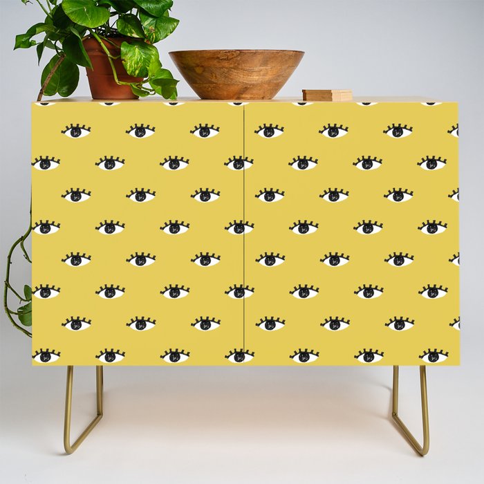 Inky Textured Eye Pattern - Olive Oil Credenza