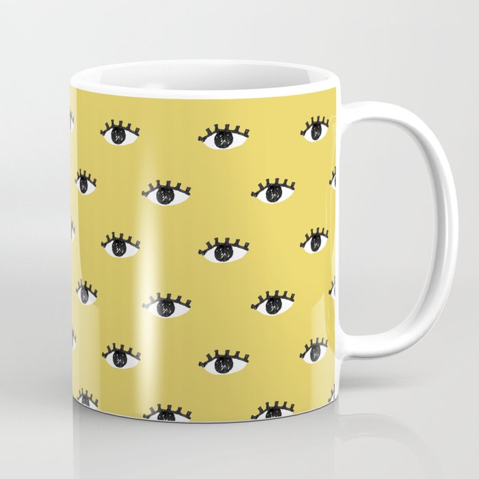 Inky Textured Eye Pattern - Olive Oil Coffee Mug