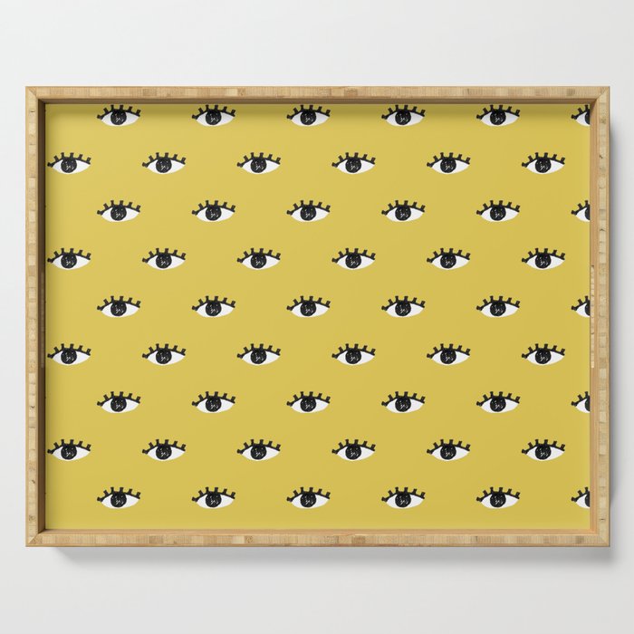 Inky Textured Eye Pattern - Olive Oil Serving Tray