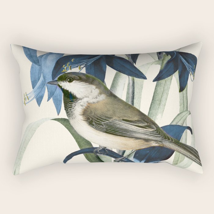 Little Bird And Flowers Ii Rectangular Pillow
