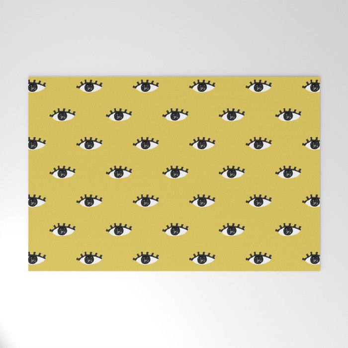 Inky Textured Eye Pattern - Olive Oil Welcome Mat