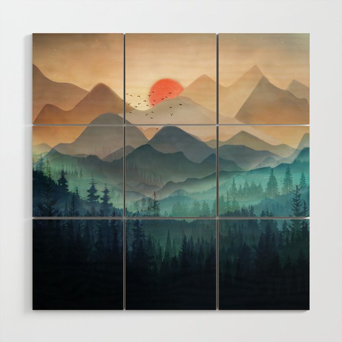 Wilderness Becomes Alive At Night Wood Wall Art