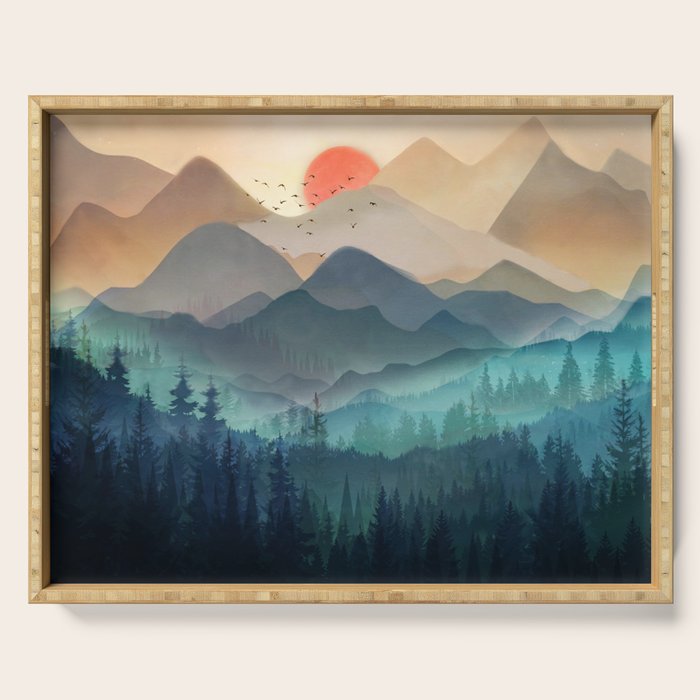 Wilderness Becomes Alive At Night Serving Tray