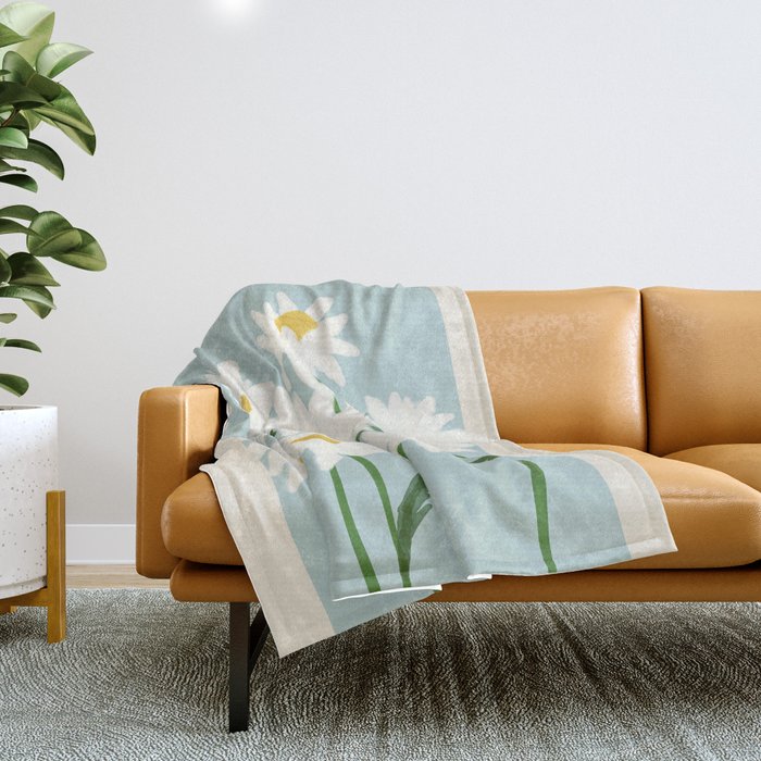 Flower Market - Oxeye Daisies Throw Blanket