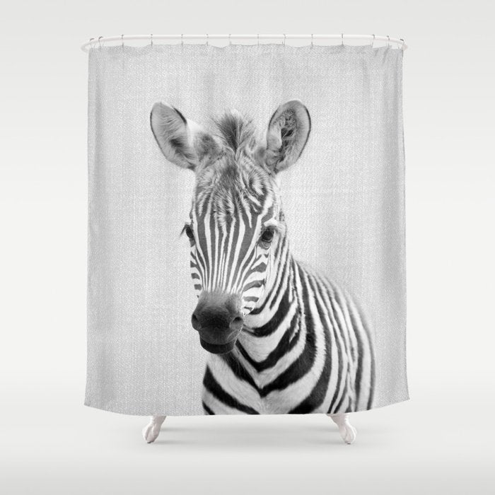 Baby Zebra - Black & White Shower Curtain