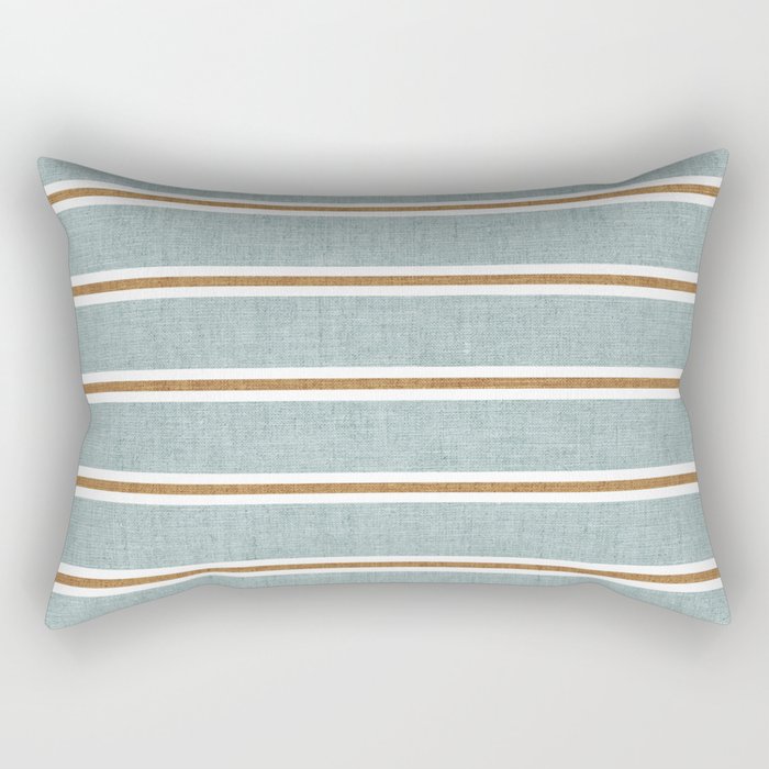 Cadence Stripes - Dusty Blue And Rust Rectangular Pillow