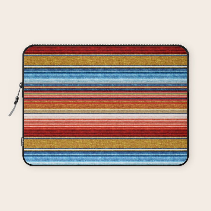 Serape Southwest Stripe - Red, Blue, Gold Laptop Sleeve