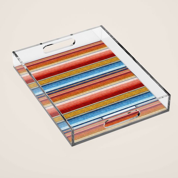 Serape Southwest Stripe - Red, Blue, Gold Acrylic Tray
