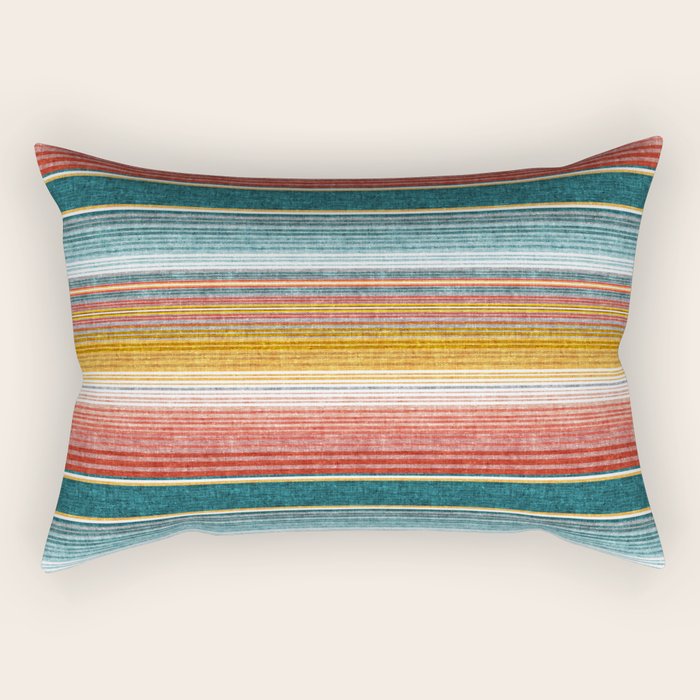 Serape Southwest Stripe - Orange & Teal Rectangular Pillow