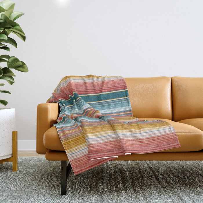 Serape Southwest Stripe - Orange & Teal Throw Blanket