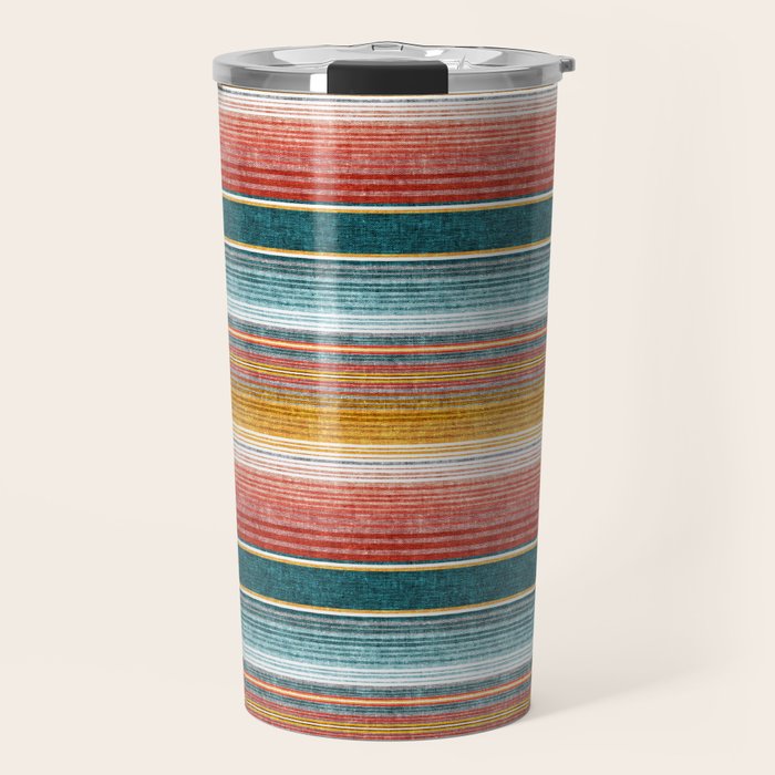 Serape Southwest Stripe - Orange & Teal Travel Mug